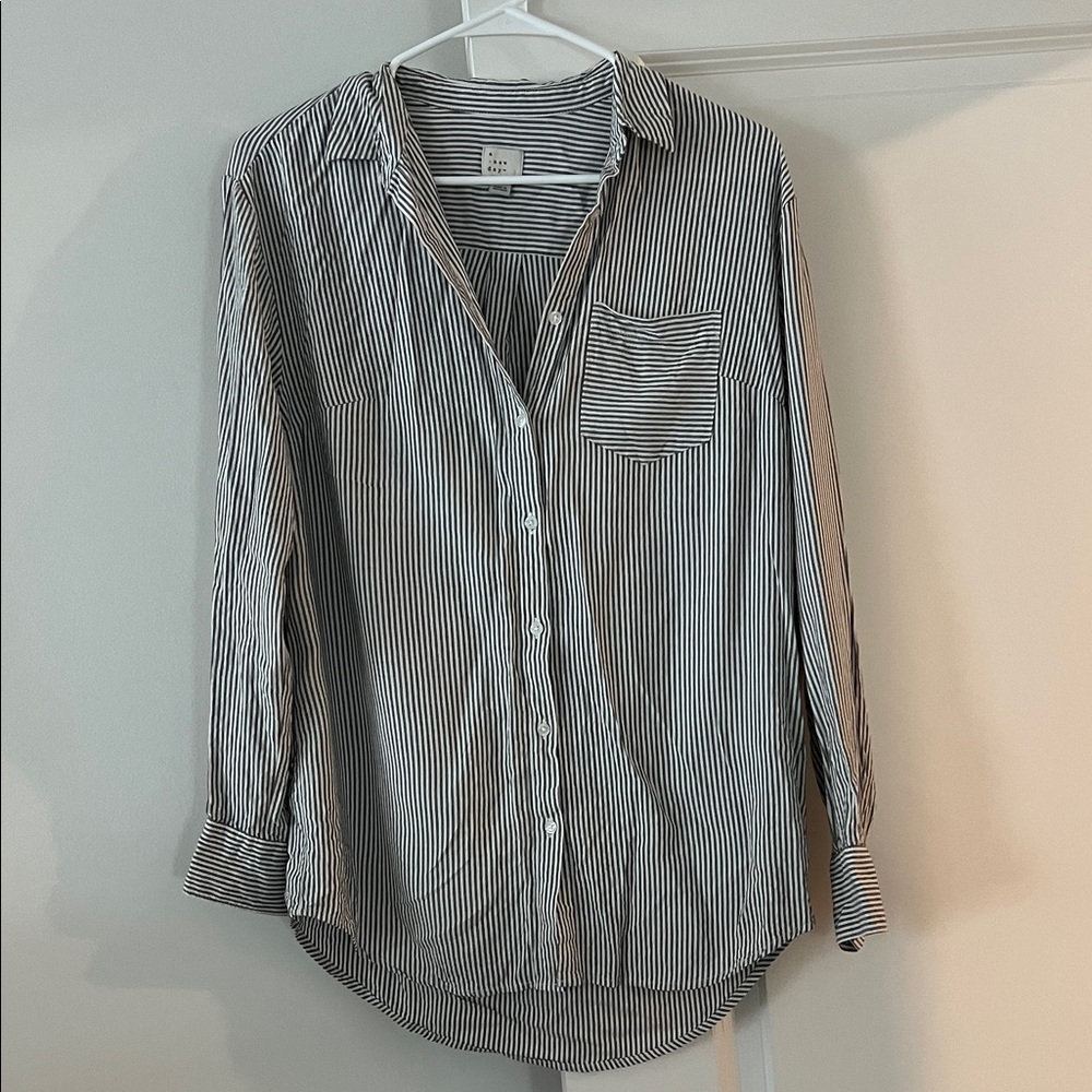 a new day Gray and White Striped  Shirt Size M